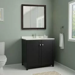 In Stock Hardwarestore Delivery Ventura 30 In. W X 30 In. H X 6 In. D Framed Tri-View Surface-Mount Bathroom Medicine Cabinet In Espresso 11 In Stock Hardwarestore Delivery Ventura 30 In. W X 30 In. H X 6 In. D Framed Tri-View Surface-Mount Bathroom Medicine Cabinet In Espresso -Bath and Faucet shop f2f8614b464c608c9da7409e7e1b9bc3 1800x1800