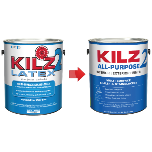 KILZ 2 Interior/Exterior Multi-Surface Primer, Sealer & Stainblocker, White, Water-Based - New Look, Same Trusted Formula 4 KILZ 2 Interior/Exterior Multi-Surface Primer, Sealer & Stainblocker, White, Water-Based - New Look, Same Trusted Formula - Image 2