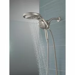 In Stock Hardwarestore Delivery HydroRain Two-in-One 5-Spray 6 In. Dual Wall Mount Fixed And Handheld H2Okinetic Shower Head In Stainless -Bath and Faucet shop f3b5024fe6ca8c275c86c846cd90e368 1800x1800