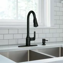 In Stock Hardwarestore Delivery Milton Single-Handle Pull-Down Sprayer Kitchen Faucet With Reflex And Power Clean Attachments In Mediterranean Bronze -Bath and Faucet shop f3de7816aa993f9b5d2945c3ae18d078 1800x1800