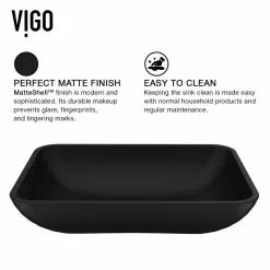 VIGO Black Sottile Rectangular MatteShell Glass Bathroom Vessel Sink -Bath and Faucet shop f4180c2340815407a2b3038d52ff3ade 1800x1800