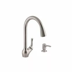 In Stock Hardwarestore Delivery Barossa Single-Handle Pull-Down Sprayer Kitchen Faucet With Soap/Lotion Dispenser In Vibrant Stainless -Bath and Faucet shop f424525346895f0d65b39b29888a68a7 1800x1800