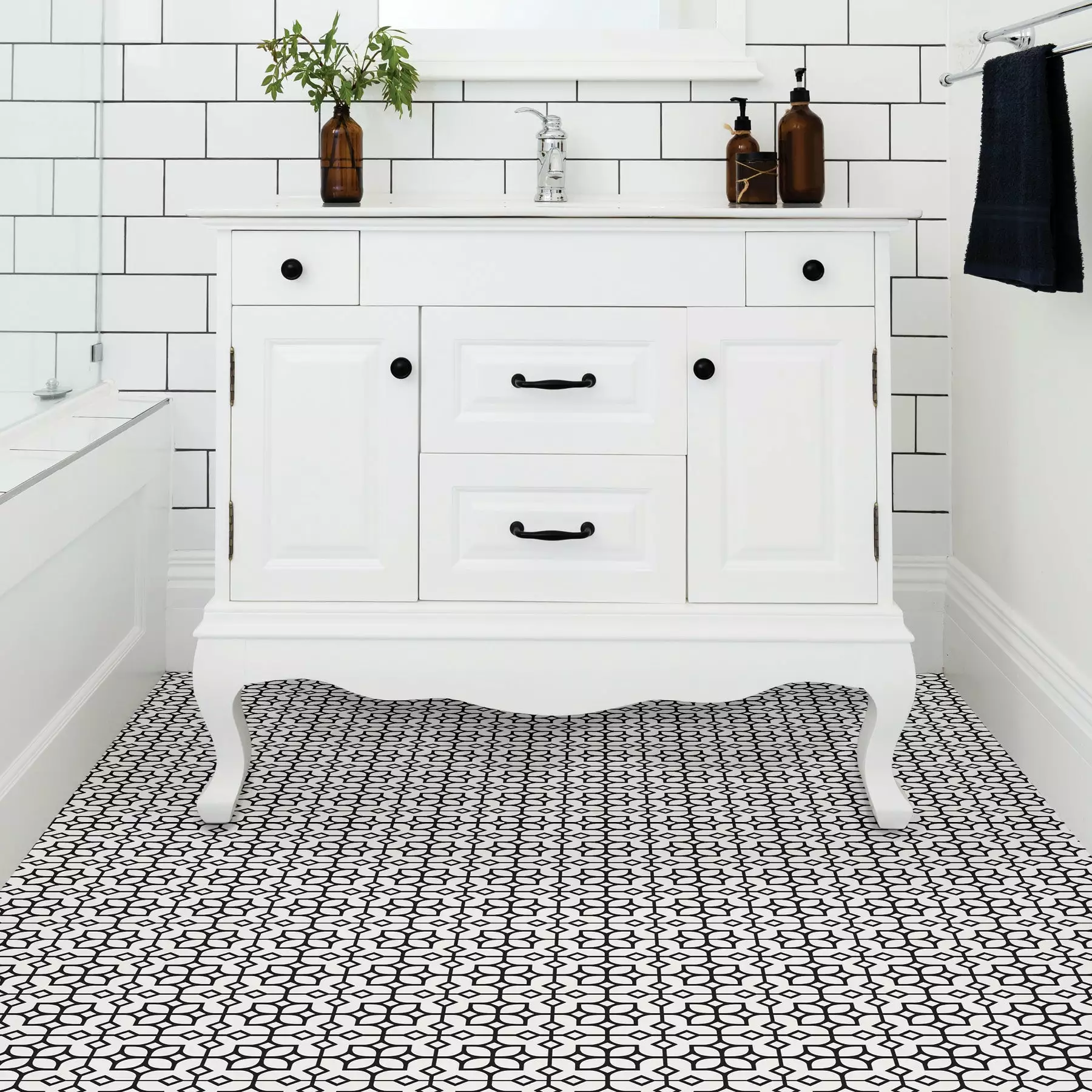 FloorPops Virgin Vinyl Multicolor FP3297 Abbey Peel & Stick Floor Tiles, 10 Count Of 12" X 12" Each 4 FloorPops Virgin Vinyl Multicolor FP3297 Abbey Peel & Stick Floor Tiles, 10 Count Of 12" X 12" Each - Image 2