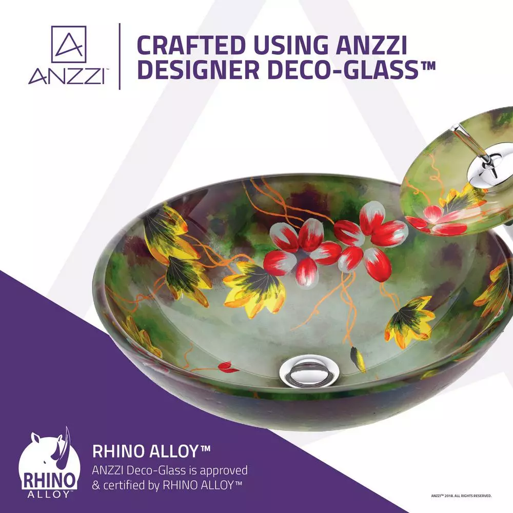 ANZZI Impasto Series Vessel Sink In Hand Painted Mural With Matching Chrome Waterfall Faucet 7 ANZZI Impasto Series Vessel Sink In Hand Painted Mural With Matching Chrome Waterfall Faucet - Image 5