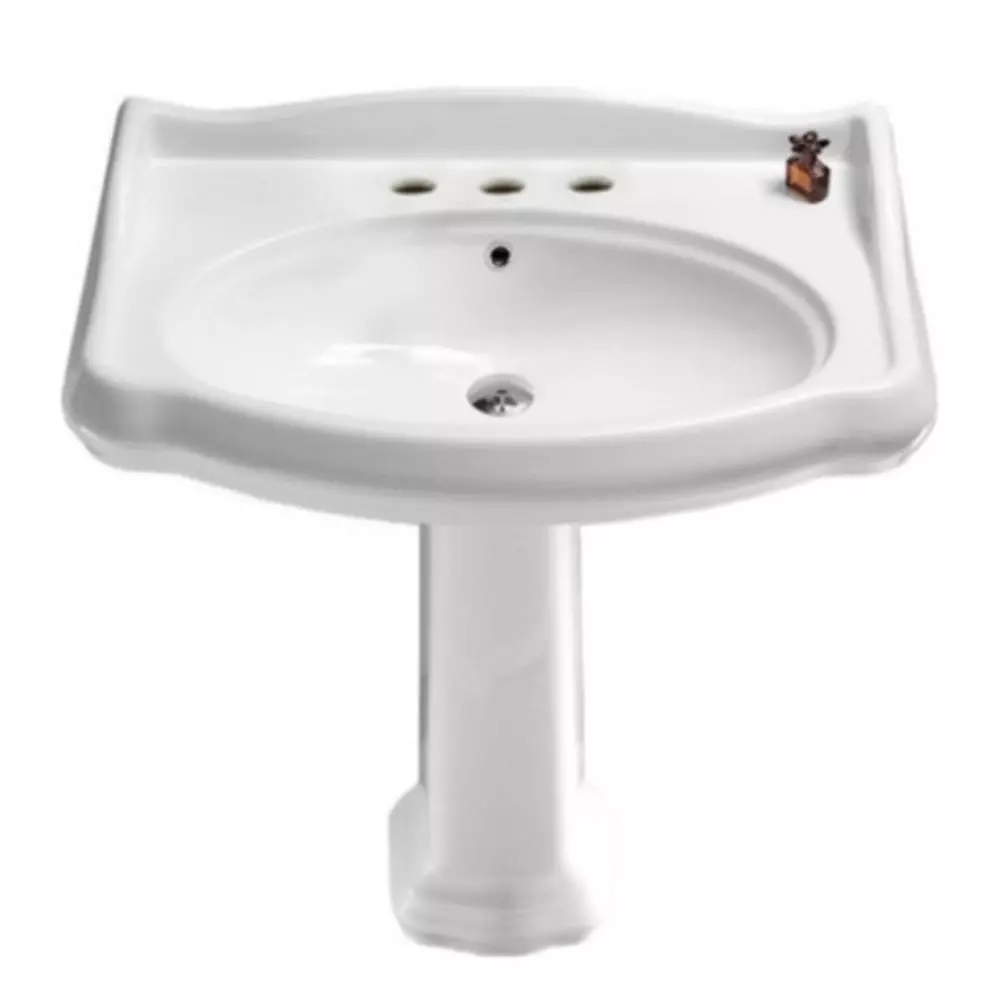 Nameeks Traditional Pedestal Sink In White With 3 Faucet Holes 3 Nameeks Traditional Pedestal Sink In White With 3 Faucet Holes