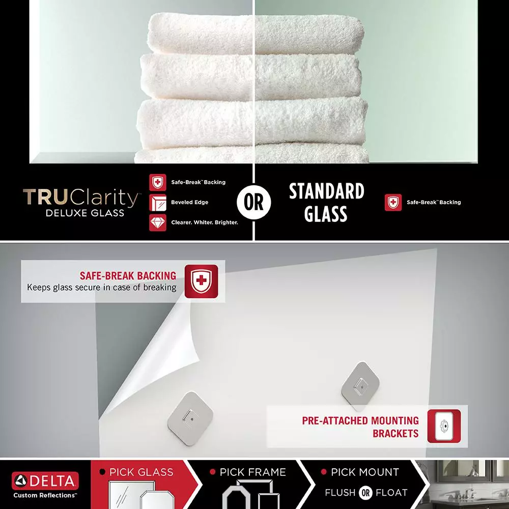 In Stock Hardwarestore Delivery 27 In. W X 41 In. H (L1) Frameless Rectangular Deluxe Glass Bathroom Vanity Mirror 9 In Stock Hardwarestore Delivery 27 In. W X 41 In. H (L1) Frameless Rectangular Deluxe Glass Bathroom Vanity Mirror - Image 7