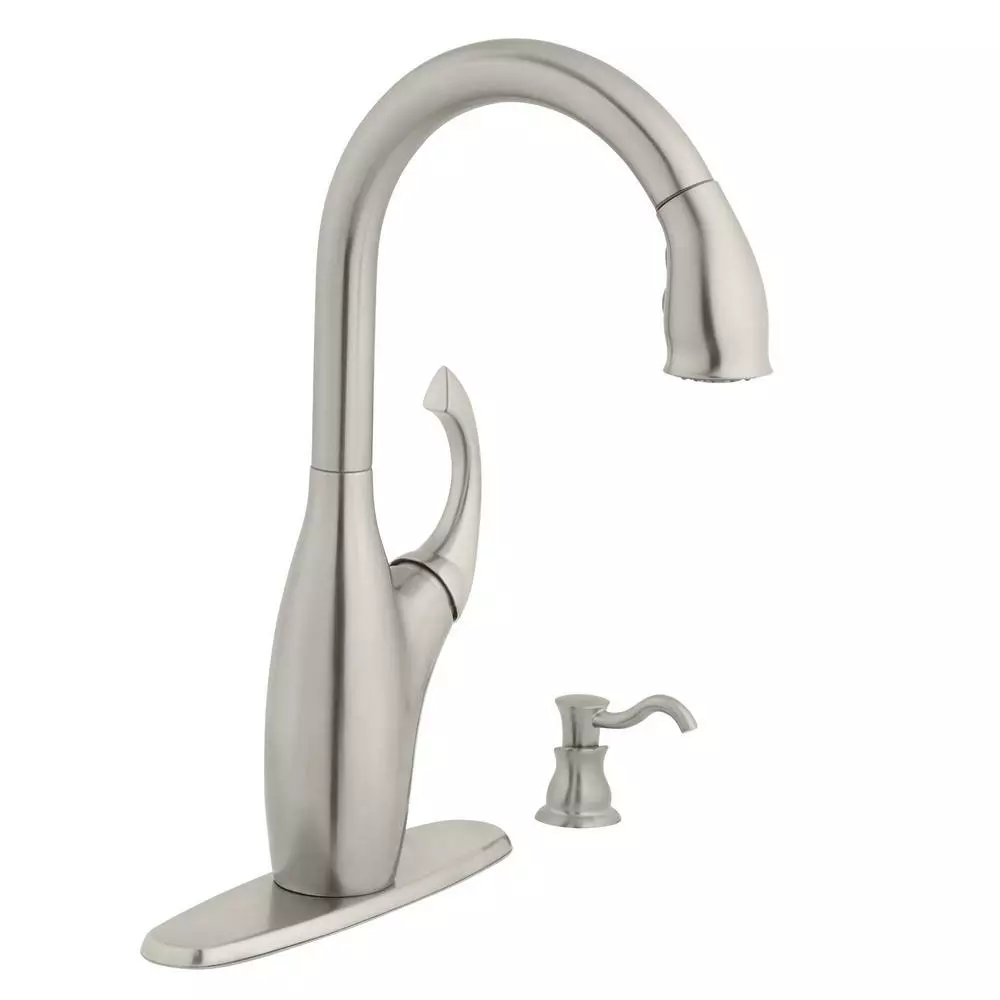 In Stock Hardwarestore Delivery Contemporary Single-Handle Pull-Down Sprayer Kitchen Faucet With Soap Dispenser In Mediterranean Bronze 13 In Stock Hardwarestore Delivery Contemporary Single-Handle Pull-Down Sprayer Kitchen Faucet With Soap Dispenser In Mediterranean Bronze - Image 11
