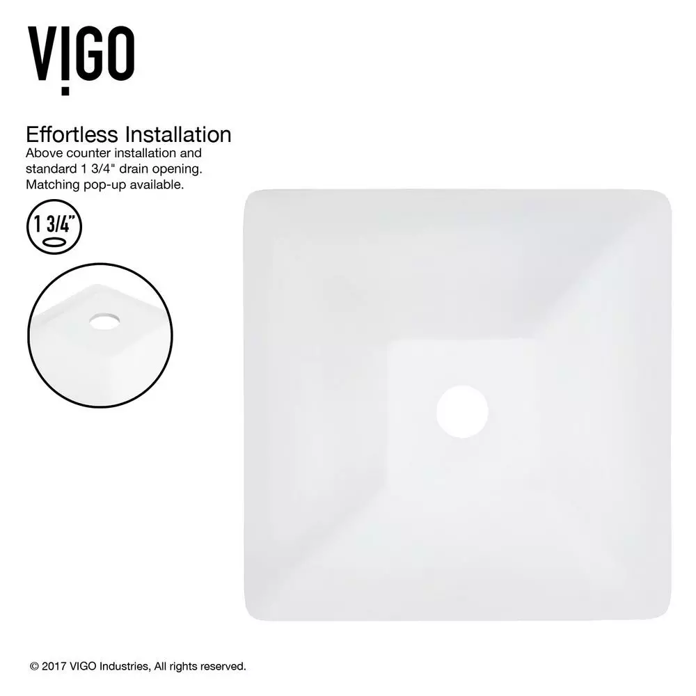 VIGO Hibiscus White Handmade Countertop Matte Stone Square Vessel Bathroom Sink In Matte White 7 VIGO Hibiscus White Handmade Countertop Matte Stone Square Vessel Bathroom Sink In Matte White - Image 5