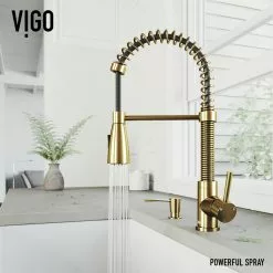 In Stock Hardwarestore Delivery Brant Single-Handle Pull-Down Sprayer Kitchen Faucet With Soap Dispenser In Matte Gold -Bath and Faucet shop f6953c398f826d860aad0de417297070 1800x1800