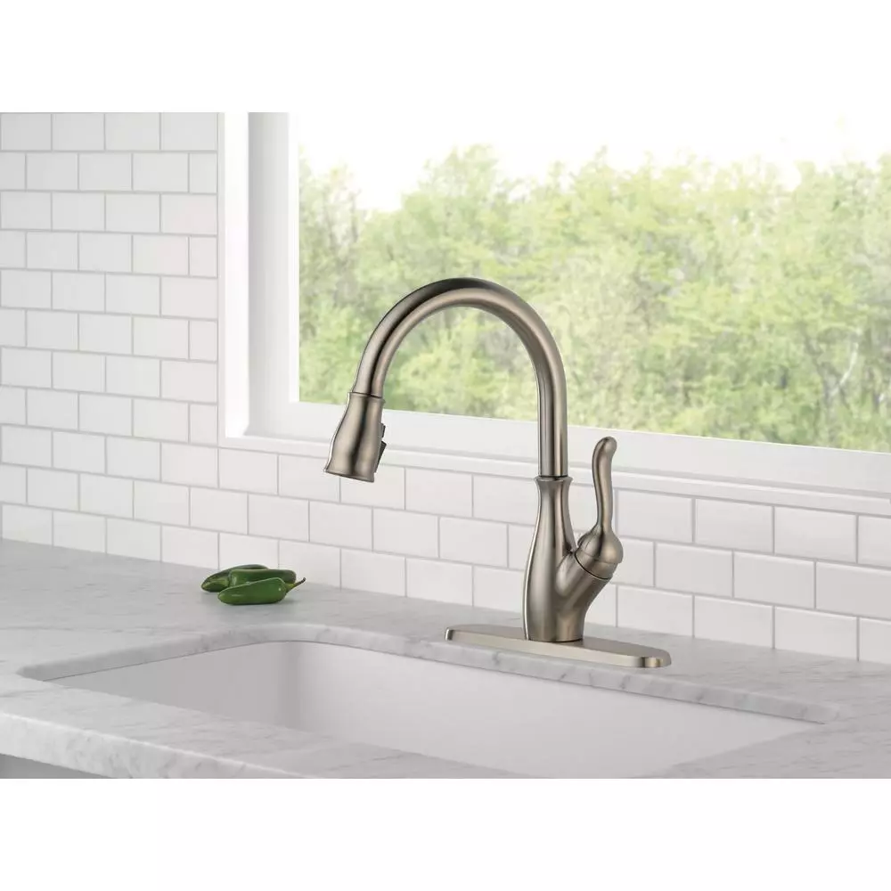 In Stock Hardwarestore Delivery Leland Single-Handle Pull-Down Sprayer Kitchen Faucet With ShieldSpray In Stainless 9 In Stock Hardwarestore Delivery Leland Single-Handle Pull-Down Sprayer Kitchen Faucet With ShieldSpray In Stainless - Image 7