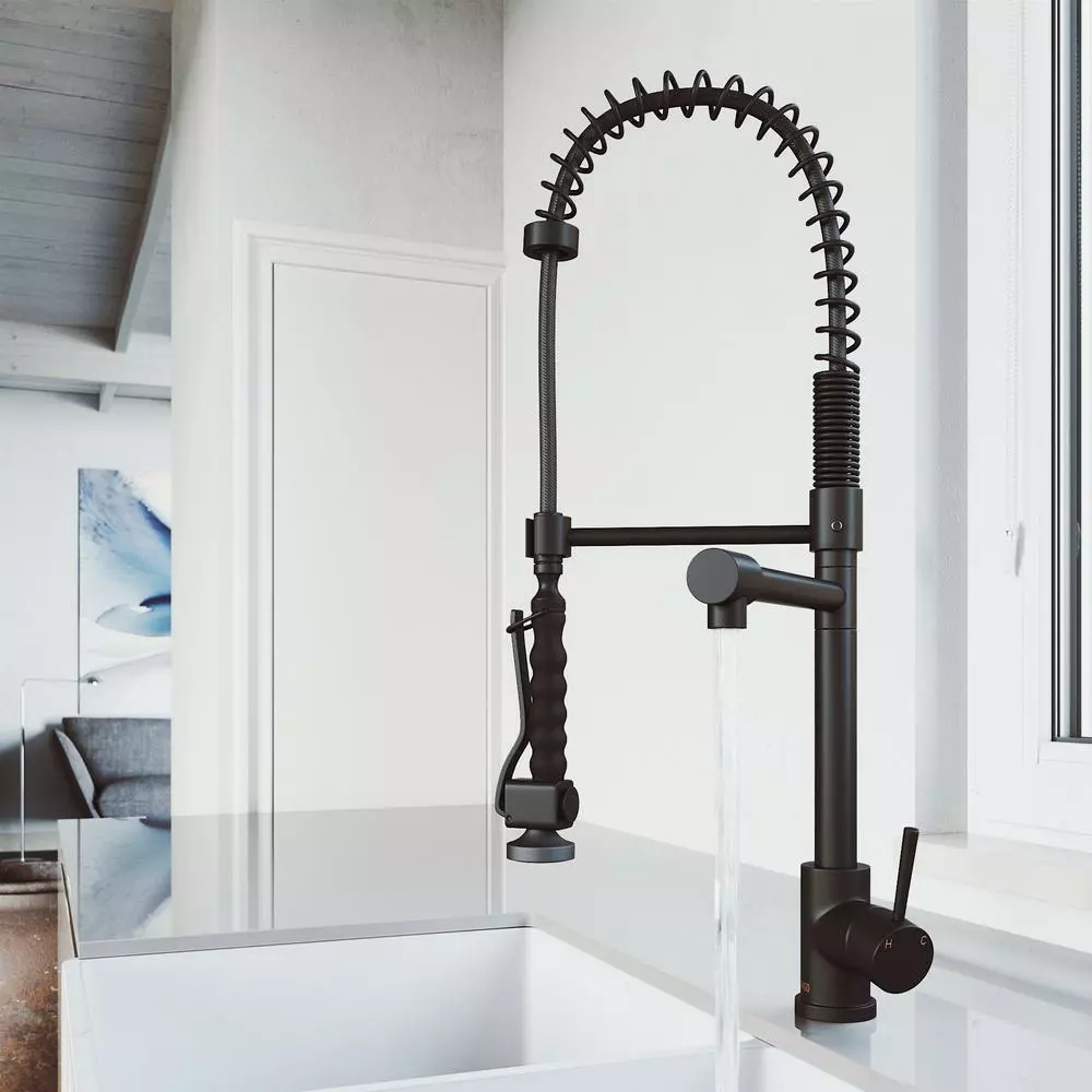 In Stock Hardwarestore Delivery Zurich Single-Handle Pull-Down Sprayer Kitchen Faucet In Matte Black 7 In Stock Hardwarestore Delivery Zurich Single-Handle Pull-Down Sprayer Kitchen Faucet In Matte Black - Image 5