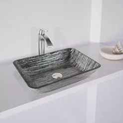 VIGO Titanium Handmade Glass Rectangle Vessel Bathroom Sink In Slate Grey 17 VIGO Titanium Handmade Glass Rectangle Vessel Bathroom Sink In Slate Grey -Bath and Faucet shop f755ef38819d2b3b18a05550353b2677 1800x1800