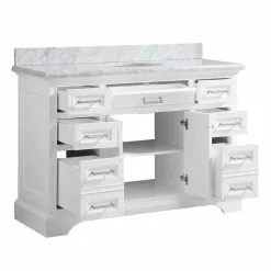 In Stock Hardwarestore Delivery Windlowe 49 In. W X 22 In. D X 35 In. H Bath Vanity In White With Carrera Marble Vanity Top In White With White Sink -Bath and Faucet shop f8ea20c8c0ca0e72189fe80395c83852 1800x1800