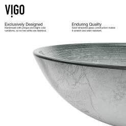 VIGO Glass Vessel Bathroom Sink In Simply Silver And Niko Faucet Set In Brushed Nickel -Bath and Faucet shop f963539f6ef843ba017b5406adf96dbe 1800x1800