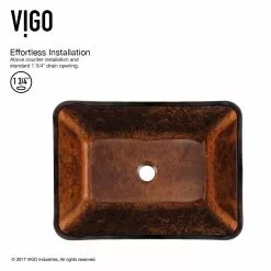 VIGO 18 Rectangular Russet Glass Vessel Bathroom Sink Set With Linus Vessel Faucet In Antique Rubbed Bronze -Bath and Faucet shop fb5914f860d824cd85876baf41e0be70 1800x1800