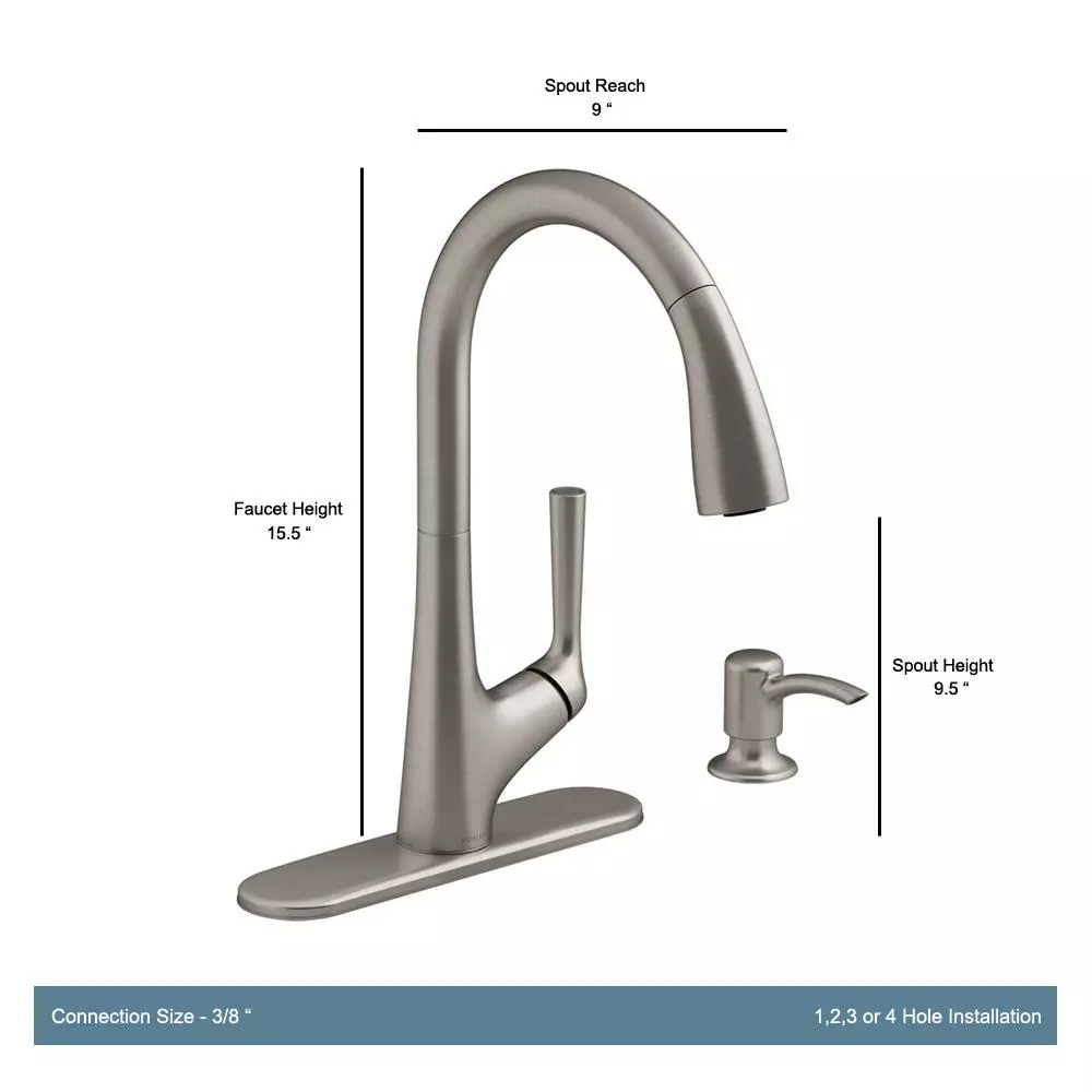 In Stock Hardwarestore Delivery Elmbrook Single-Handle Pull-Down Sprayer Kitchen Faucet In Vibrant Stainless 4 In Stock Hardwarestore Delivery Elmbrook Single-Handle Pull-Down Sprayer Kitchen Faucet In Vibrant Stainless - Image 2