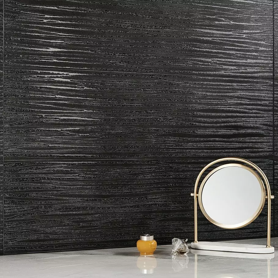 Bond Tile Remnant River Black 11 In. X 40 In. Textured Ceramic Wall Tile (4 Pieces 12.48 Sq. Ft. / Case) 4 Bond Tile Remnant River Black 11 In. X 40 In. Textured Ceramic Wall Tile (4 Pieces 12.48 Sq. Ft. / Case) - Image 2