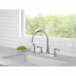 In Stock Hardwarestore Delivery Foundations 2-Handle Standard Kitchen Faucet With Side Sprayer In Chrome -Bath and Faucet shop fead9637e02a74d4bcf149c1467eef8b 1800x1800