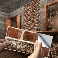 CUH Peel & Stick Brick Kitchen Backsplash Self-Adhesive Wall Tile Stone Design