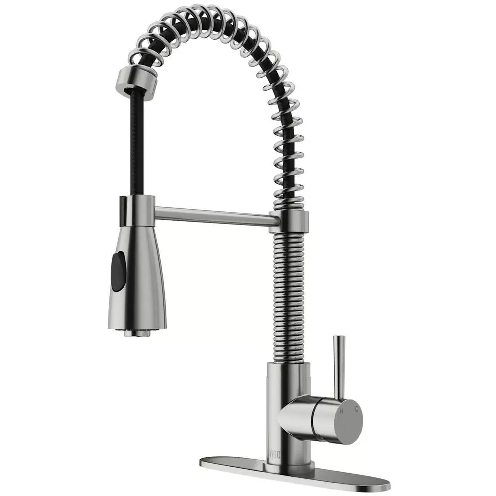 In Stock Hardwarestore Delivery Brant Single-Handle Pull-Down Sprayer Kitchen Faucet With Deck Plate In Matte Gold 4 In Stock Hardwarestore Delivery Brant Single-Handle Pull-Down Sprayer Kitchen Faucet With Deck Plate In Matte Gold - Image 2